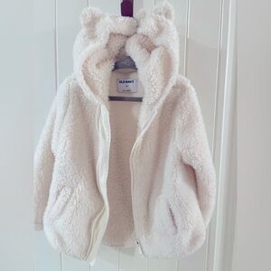 Old Navy Cream Sherpa jacket with bear ears 4T